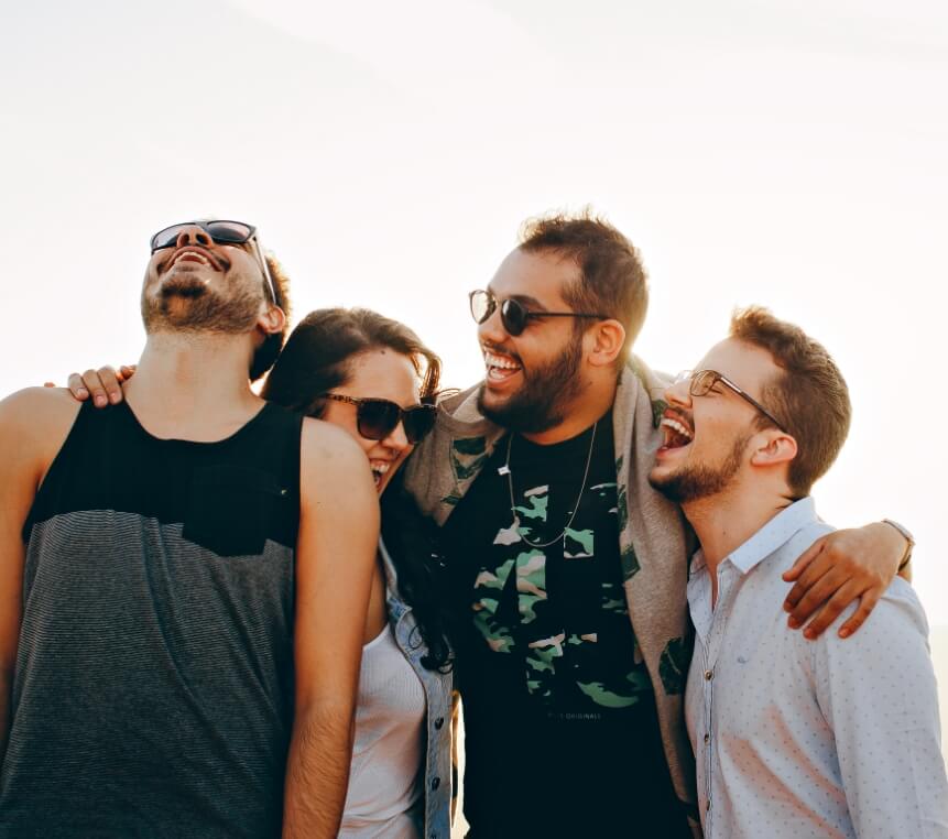 group of people laughing